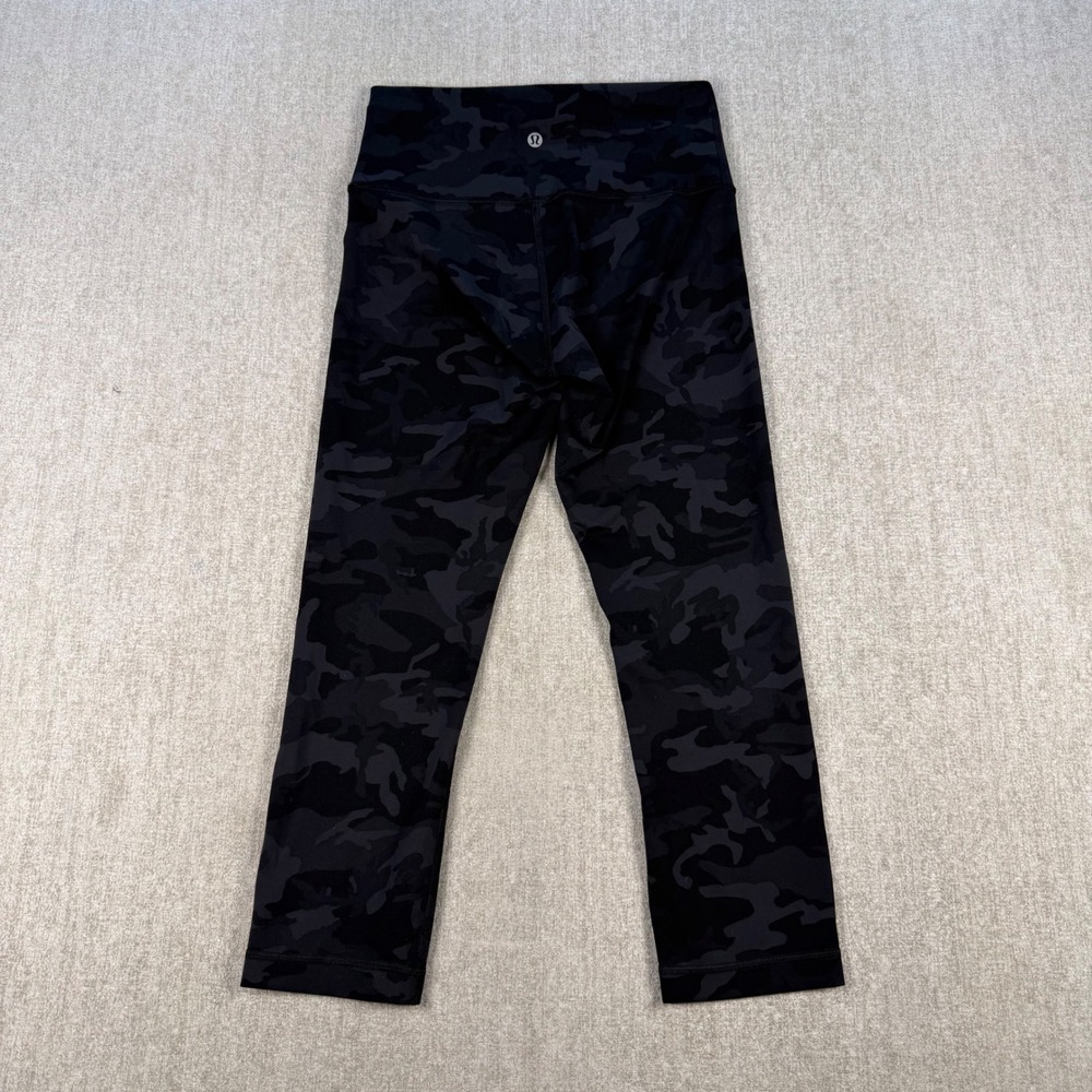 Lululemon Leggings Women 4 Black Camo High Rise Crop Athletic Pants